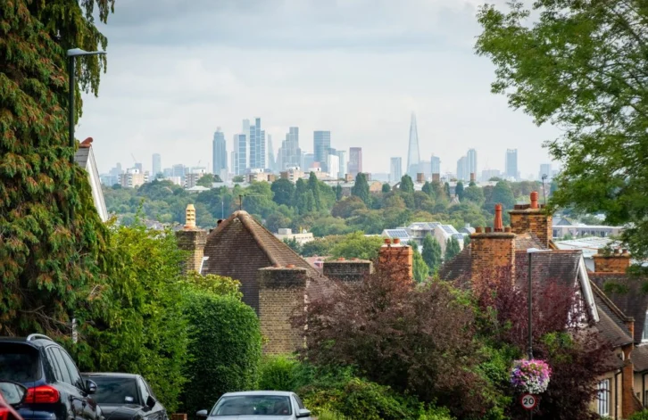 Roof top view of Wimbledon, London